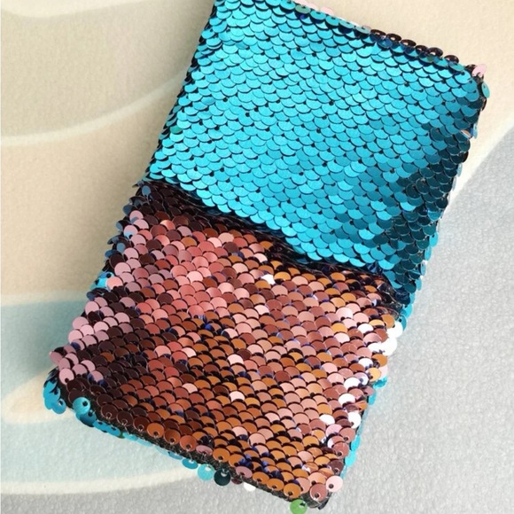 Turquoise Mermaid Reversible Flip Sequin Mini Notebook Journal - Picture 6 of 16